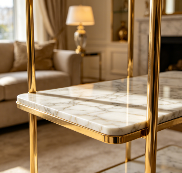 Luxury Marble Effect Corner Display Shelf